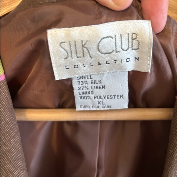 Vintage Silk Club Silk and Linen Open Blazer- XL - Picture 4 of 7